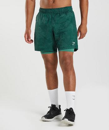 Pánské Šortky Gymshark Sportovní 7" 2 In 1 Zelene | CZ 2846XYU